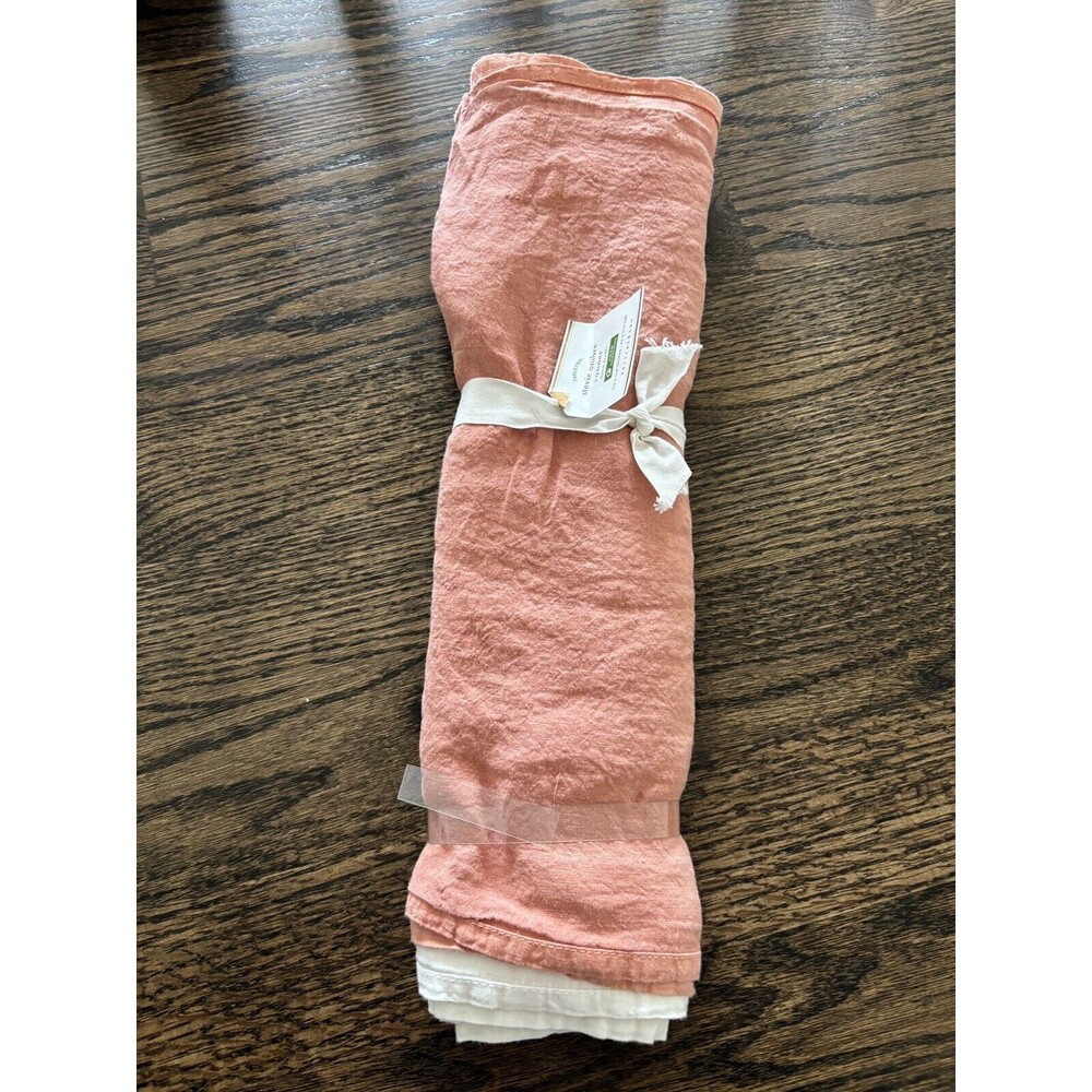 POTTERY BARN Stevie Ombré Table Runner White to Warm Blush Pink Peach 18 X 108